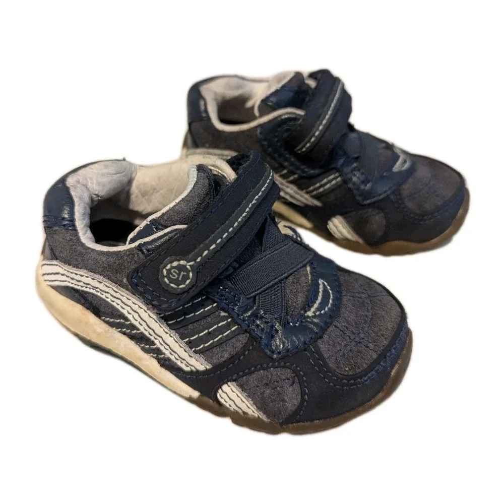 Stride Rite Toddler Boy's SRT Declan Soft Motion‎ Leather Sneaker Blue Size 4XW